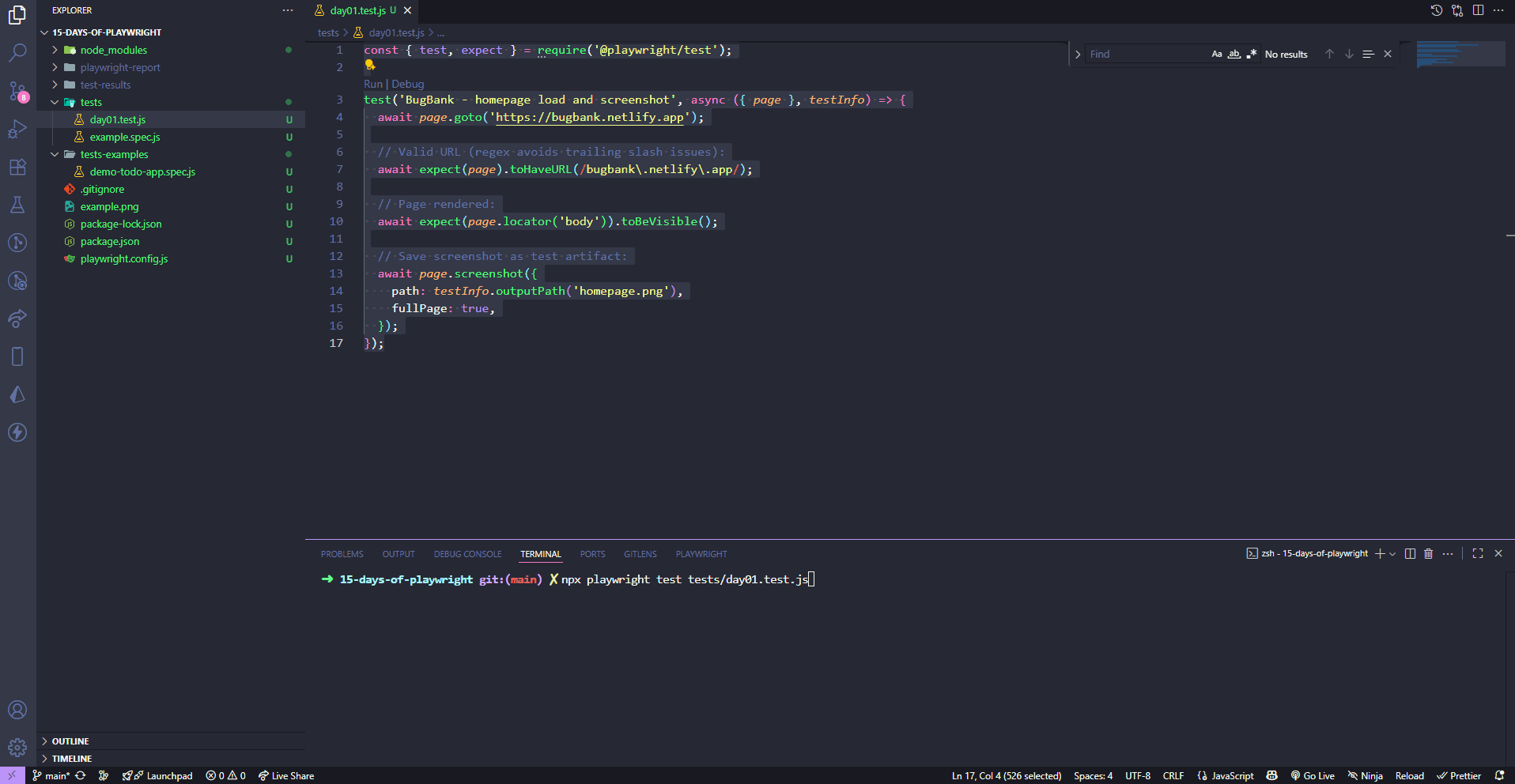 Gif of Playwright running automation