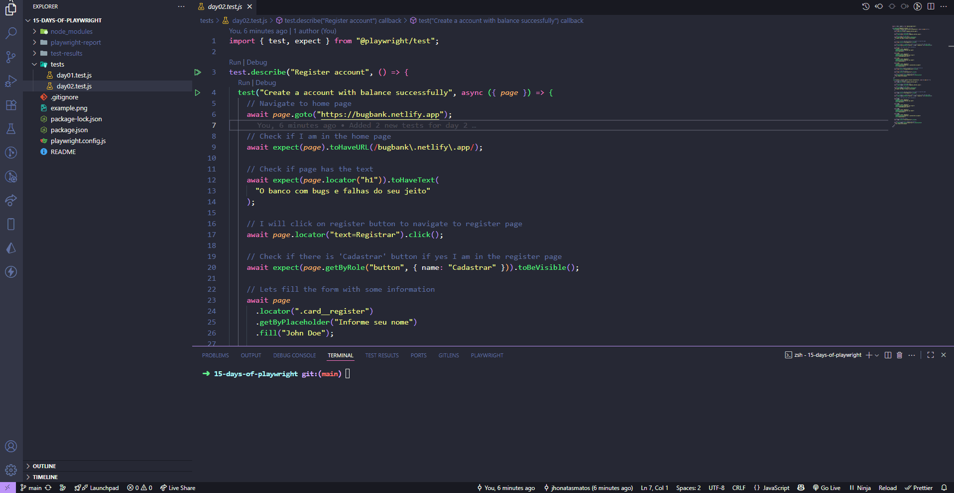 Gif of Playwright running automation